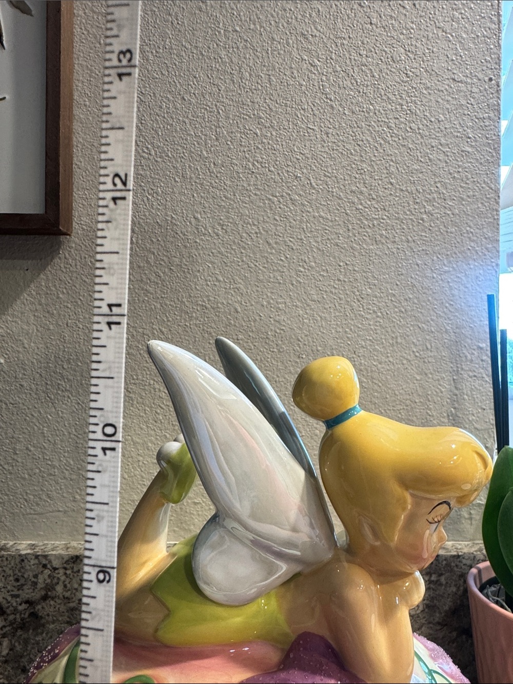 Disney Antique tinkerbell on mushroom with flowers and sparkles cookie jar - Picture 10 of 10